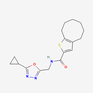 molecular formula C17H21N3O2S B7202496 N-[(5-cyclopropyl-1,3,4-oxadiazol-2-yl)methyl]-4,5,6,7,8,9-hexahydrocycloocta[b]thiophene-2-carboxamide 