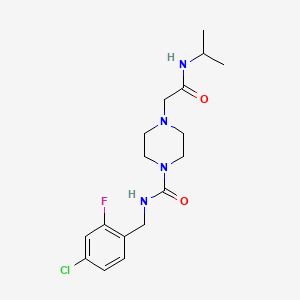 molecular formula C17H24ClFN4O2 B7202513 N-[(4-chloro-2-fluorophenyl)methyl]-4-[2-oxo-2-(propan-2-ylamino)ethyl]piperazine-1-carboxamide 