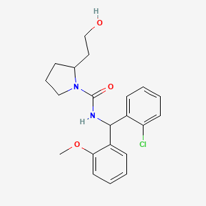 molecular formula C21H25ClN2O3 B7202533 N-[(2-chlorophenyl)-(2-methoxyphenyl)methyl]-2-(2-hydroxyethyl)pyrrolidine-1-carboxamide 