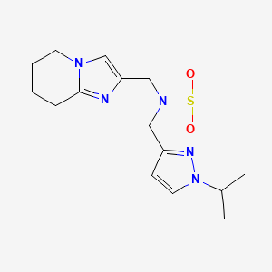 molecular formula C16H25N5O2S B7202752 N-[(1-propan-2-ylpyrazol-3-yl)methyl]-N-(5,6,7,8-tetrahydroimidazo[1,2-a]pyridin-2-ylmethyl)methanesulfonamide 