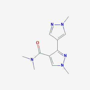 molecular formula C11H15N5O B7202959 N,N,1-trimethyl-3-(1-methylpyrazol-4-yl)pyrazole-4-carboxamide 