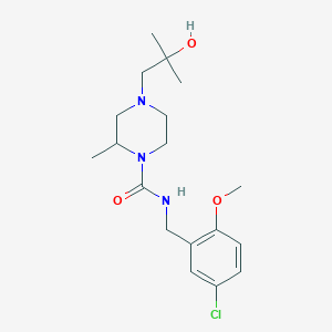 molecular formula C18H28ClN3O3 B7202965 N-[(5-chloro-2-methoxyphenyl)methyl]-4-(2-hydroxy-2-methylpropyl)-2-methylpiperazine-1-carboxamide 