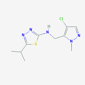 molecular formula C10H14ClN5S B7203055 N-[(4-chloro-2-methylpyrazol-3-yl)methyl]-5-propan-2-yl-1,3,4-thiadiazol-2-amine 