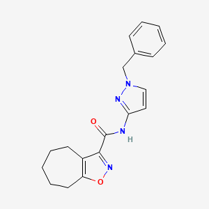 molecular formula C19H20N4O2 B7203094 N-(1-benzylpyrazol-3-yl)-5,6,7,8-tetrahydro-4H-cyclohepta[d][1,2]oxazole-3-carboxamide 