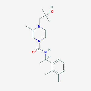 molecular formula C20H33N3O2 B7203110 N-[1-(2,3-dimethylphenyl)ethyl]-4-(2-hydroxy-2-methylpropyl)-3-methylpiperazine-1-carboxamide 