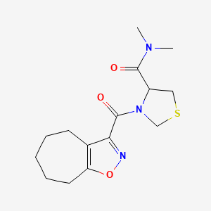 molecular formula C15H21N3O3S B7203158 N,N-dimethyl-3-(5,6,7,8-tetrahydro-4H-cyclohepta[d][1,2]oxazole-3-carbonyl)-1,3-thiazolidine-4-carboxamide 