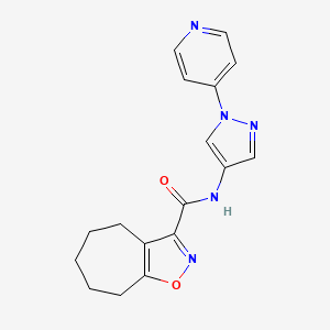 molecular formula C17H17N5O2 B7203175 N-(1-pyridin-4-ylpyrazol-4-yl)-5,6,7,8-tetrahydro-4H-cyclohepta[d][1,2]oxazole-3-carboxamide 
