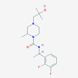 molecular formula C18H27F2N3O2 B7203186 N-[1-(2,3-difluorophenyl)ethyl]-4-(2-hydroxy-2-methylpropyl)-2-methylpiperazine-1-carboxamide 
