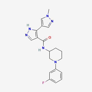 molecular formula C19H21FN6O B7203333 N-[1-(3-fluorophenyl)piperidin-3-yl]-5-(1-methylpyrazol-4-yl)-1H-pyrazole-4-carboxamide 