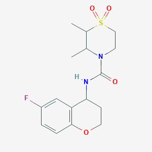 molecular formula C16H21FN2O4S B7203455 N-(6-fluoro-3,4-dihydro-2H-chromen-4-yl)-2,3-dimethyl-1,1-dioxo-1,4-thiazinane-4-carboxamide 