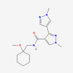 molecular formula C17H25N5O2 B7203495 N-[(1-methoxycyclohexyl)methyl]-1-methyl-3-(1-methylpyrazol-4-yl)pyrazole-4-carboxamide 