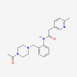 molecular formula C21H26N4O2 B7203527 N-[2-[(4-acetylpiperazin-1-yl)methyl]phenyl]-2-(6-methylpyridin-3-yl)acetamide 