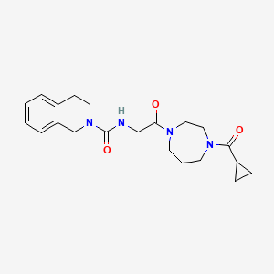 molecular formula C21H28N4O3 B7203586 N-[2-[4-(cyclopropanecarbonyl)-1,4-diazepan-1-yl]-2-oxoethyl]-3,4-dihydro-1H-isoquinoline-2-carboxamide 