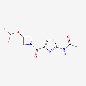 molecular formula C10H11F2N3O3S B7203716 N-[4-[3-(difluoromethoxy)azetidine-1-carbonyl]-1,3-thiazol-2-yl]acetamide 