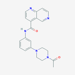 molecular formula C21H21N5O2 B7203783 N-[3-(4-acetylpiperazin-1-yl)phenyl]-1,6-naphthyridine-4-carboxamide 