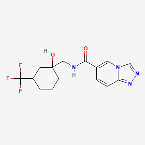 molecular formula C15H17F3N4O2 B7203831 N-[[1-hydroxy-3-(trifluoromethyl)cyclohexyl]methyl]-[1,2,4]triazolo[4,3-a]pyridine-6-carboxamide 