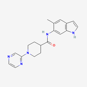 molecular formula C19H21N5O B7203857 N-(5-methyl-1H-indol-6-yl)-1-pyrazin-2-ylpiperidine-4-carboxamide 