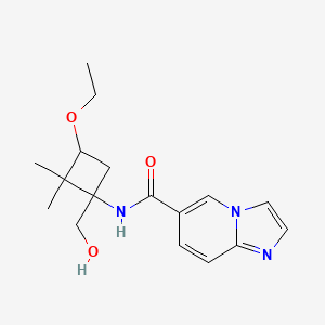 molecular formula C17H23N3O3 B7203936 N-[3-ethoxy-1-(hydroxymethyl)-2,2-dimethylcyclobutyl]imidazo[1,2-a]pyridine-6-carboxamide 