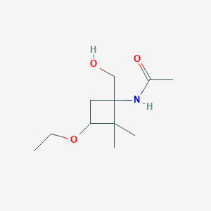 molecular formula C11H21NO3 B7203946 N-[3-ethoxy-1-(hydroxymethyl)-2,2-dimethylcyclobutyl]acetamide 