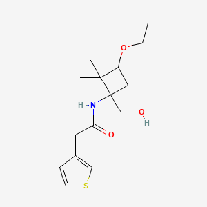 molecular formula C15H23NO3S B7203968 N-[3-ethoxy-1-(hydroxymethyl)-2,2-dimethylcyclobutyl]-2-thiophen-3-ylacetamide 