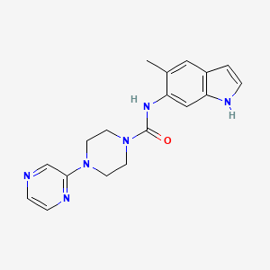 molecular formula C18H20N6O B7204052 N-(5-methyl-1H-indol-6-yl)-4-pyrazin-2-ylpiperazine-1-carboxamide 