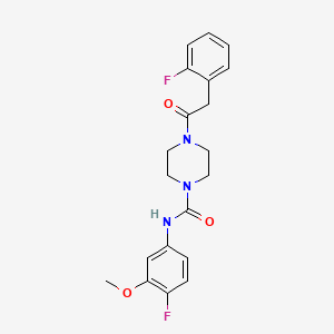 molecular formula C20H21F2N3O3 B7204063 N-(4-fluoro-3-methoxyphenyl)-4-[2-(2-fluorophenyl)acetyl]piperazine-1-carboxamide 
