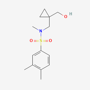 molecular formula C14H21NO3S B7204244 N-[[1-(hydroxymethyl)cyclopropyl]methyl]-N,3,4-trimethylbenzenesulfonamide 