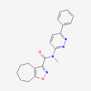 molecular formula C20H20N4O2 B7204288 N-methyl-N-(6-phenylpyridazin-3-yl)-5,6,7,8-tetrahydro-4H-cyclohepta[d][1,2]oxazole-3-carboxamide 