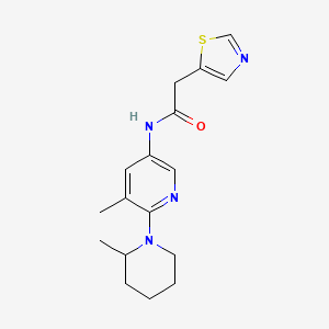 molecular formula C17H22N4OS B7204310 N-[5-methyl-6-(2-methylpiperidin-1-yl)pyridin-3-yl]-2-(1,3-thiazol-5-yl)acetamide 