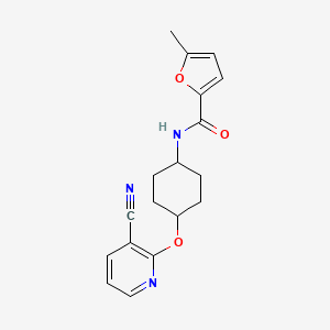 molecular formula C18H19N3O3 B7204349 N-[4-(3-cyanopyridin-2-yl)oxycyclohexyl]-5-methylfuran-2-carboxamide 