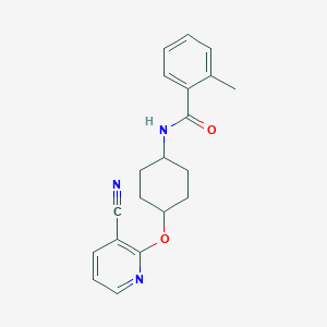 molecular formula C20H21N3O2 B7204378 N-[4-(3-cyanopyridin-2-yl)oxycyclohexyl]-2-methylbenzamide 