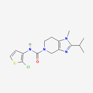 molecular formula C15H19ClN4OS B7204380 N-(2-chlorothiophen-3-yl)-1-methyl-2-propan-2-yl-6,7-dihydro-4H-imidazo[4,5-c]pyridine-5-carboxamide 