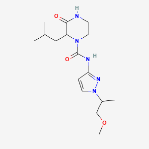 molecular formula C16H27N5O3 B7204386 N-[1-(1-methoxypropan-2-yl)pyrazol-3-yl]-2-(2-methylpropyl)-3-oxopiperazine-1-carboxamide 