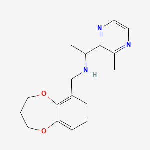 molecular formula C17H21N3O2 B7204455 N-(3,4-dihydro-2H-1,5-benzodioxepin-6-ylmethyl)-1-(3-methylpyrazin-2-yl)ethanamine 