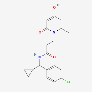 molecular formula C19H21ClN2O3 B7204490 N-[(4-chlorophenyl)-cyclopropylmethyl]-3-(4-hydroxy-2-methyl-6-oxopyridin-1-yl)propanamide 