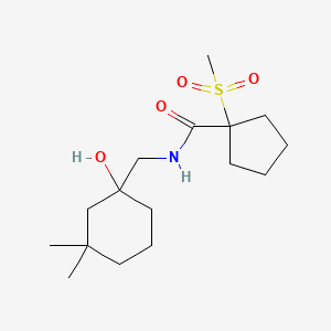 molecular formula C16H29NO4S B7204633 N-[(1-hydroxy-3,3-dimethylcyclohexyl)methyl]-1-methylsulfonylcyclopentane-1-carboxamide 
