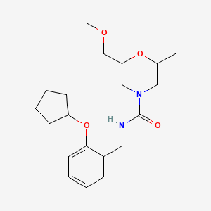 molecular formula C20H30N2O4 B7204711 N-[(2-cyclopentyloxyphenyl)methyl]-2-(methoxymethyl)-6-methylmorpholine-4-carboxamide 
