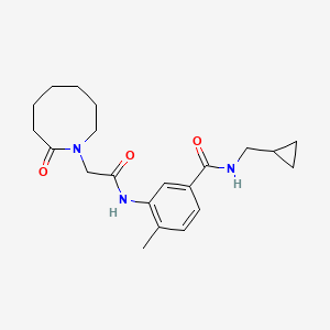molecular formula C21H29N3O3 B7204790 N-(cyclopropylmethyl)-4-methyl-3-[[2-(2-oxoazocan-1-yl)acetyl]amino]benzamide 