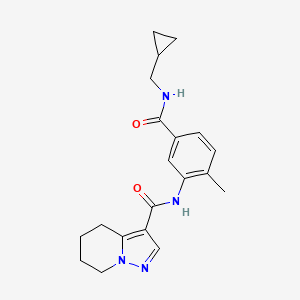 molecular formula C20H24N4O2 B7204820 N-[5-(cyclopropylmethylcarbamoyl)-2-methylphenyl]-4,5,6,7-tetrahydropyrazolo[1,5-a]pyridine-3-carboxamide 