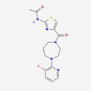 molecular formula C16H18FN5O2S B7204822 N-[4-[4-(3-fluoropyridin-2-yl)-1,4-diazepane-1-carbonyl]-1,3-thiazol-2-yl]acetamide 