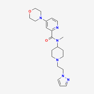 molecular formula C21H30N6O2 B7204988 N-methyl-4-morpholin-4-yl-N-[1-(2-pyrazol-1-ylethyl)piperidin-4-yl]pyridine-2-carboxamide 