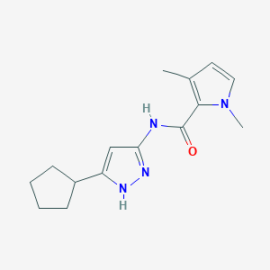 molecular formula C15H20N4O B7205010 N-(5-cyclopentyl-1H-pyrazol-3-yl)-1,3-dimethylpyrrole-2-carboxamide 
