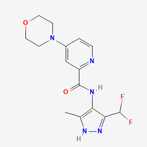 molecular formula C15H17F2N5O2 B7205087 N-[3-(difluoromethyl)-5-methyl-1H-pyrazol-4-yl]-4-morpholin-4-ylpyridine-2-carboxamide 