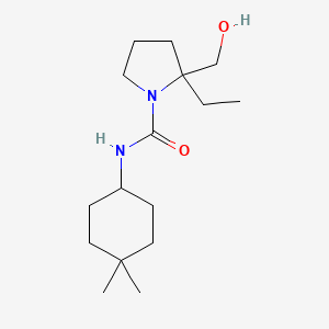 molecular formula C16H30N2O2 B7205145 N-(4,4-dimethylcyclohexyl)-2-ethyl-2-(hydroxymethyl)pyrrolidine-1-carboxamide 