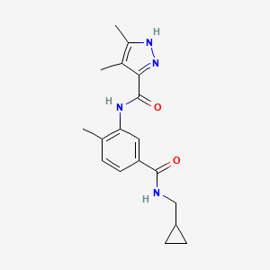 molecular formula C18H22N4O2 B7205311 N-[5-(cyclopropylmethylcarbamoyl)-2-methylphenyl]-4,5-dimethyl-1H-pyrazole-3-carboxamide 