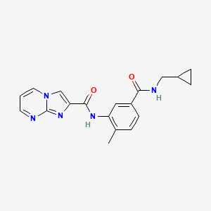 molecular formula C19H19N5O2 B7205323 N-[5-(cyclopropylmethylcarbamoyl)-2-methylphenyl]imidazo[1,2-a]pyrimidine-2-carboxamide 