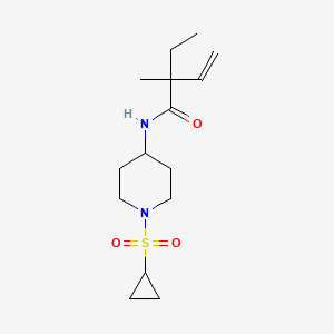 molecular formula C15H26N2O3S B7205394 N-(1-cyclopropylsulfonylpiperidin-4-yl)-2-ethyl-2-methylbut-3-enamide 
