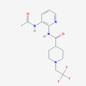 molecular formula C15H19F3N4O2 B7205402 N-(3-acetamidopyridin-2-yl)-1-(2,2,2-trifluoroethyl)piperidine-4-carboxamide 