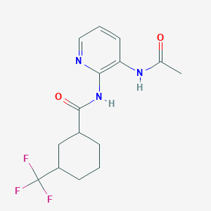 molecular formula C15H18F3N3O2 B7205414 N-(3-acetamidopyridin-2-yl)-3-(trifluoromethyl)cyclohexane-1-carboxamide 