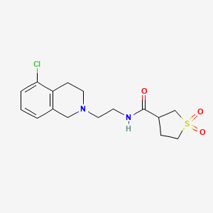 molecular formula C16H21ClN2O3S B7205589 N-[2-(5-chloro-3,4-dihydro-1H-isoquinolin-2-yl)ethyl]-1,1-dioxothiolane-3-carboxamide 
